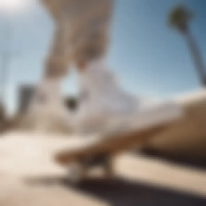 Skateboarder wearing Converse White Run Star Hike High Top shoes in action.