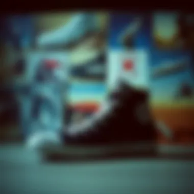 Vintage Advertisements of Converse All Star Black High A collage of vintage advertisements featuring the Converse All Star Black High through the decades.