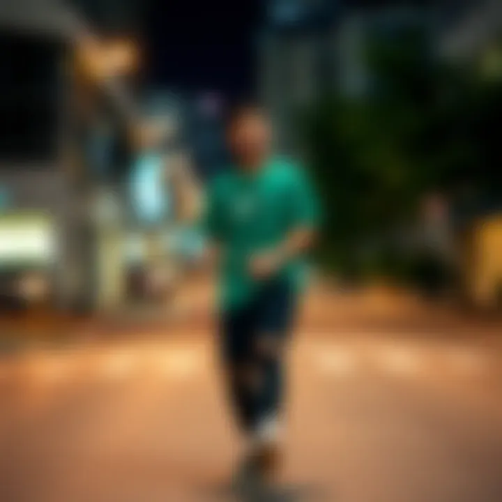 Urban Streetwear Style with Dark Green Nike Shirt Fashion-forward presentation of the dark green Nike shirt in urban streetwear