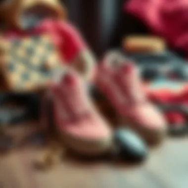 Fashion Accessories Complementing Dusty Rose Vans Dusty rose Vans displayed with various fashion accessories