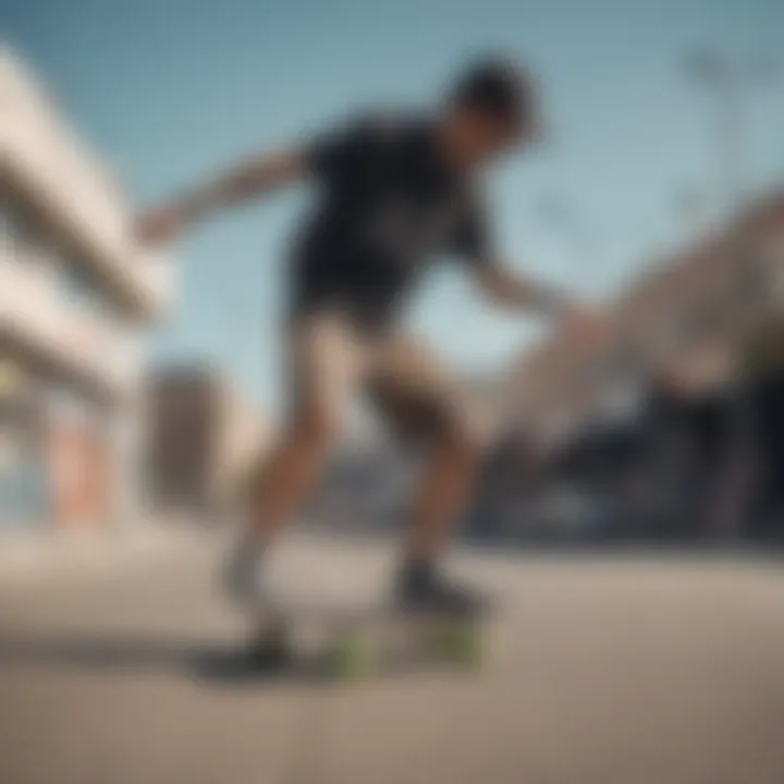 Skater wearing the Eighteen Hip Pack while performing tricks