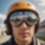 Electric Kleveland goggles on a skateboarder's helmet