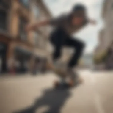 Skateboarder using Electric Kleveland goggles in action