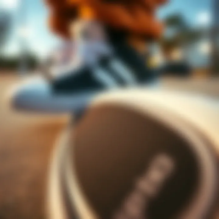 Close-up of high-quality materials used in skate shoes