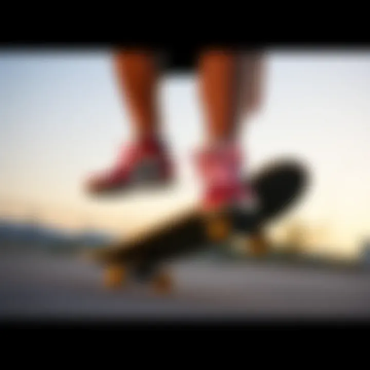 A skateboarder performing tricks in alternative shoes