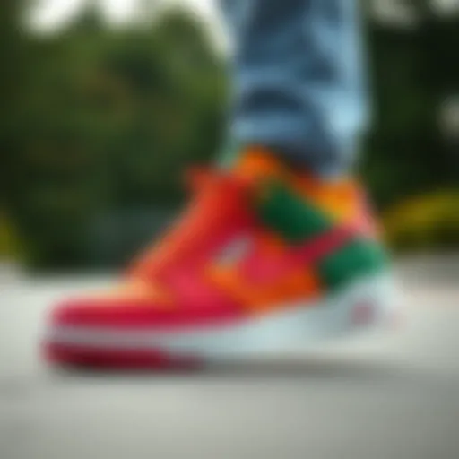 Trendy Skateboard Shoe Design A stylish skateboard shoe with a unique design and vibrant colors