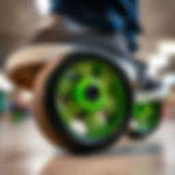 A close-up view of Heelys sneakers showcasing their unique wheel mechanism