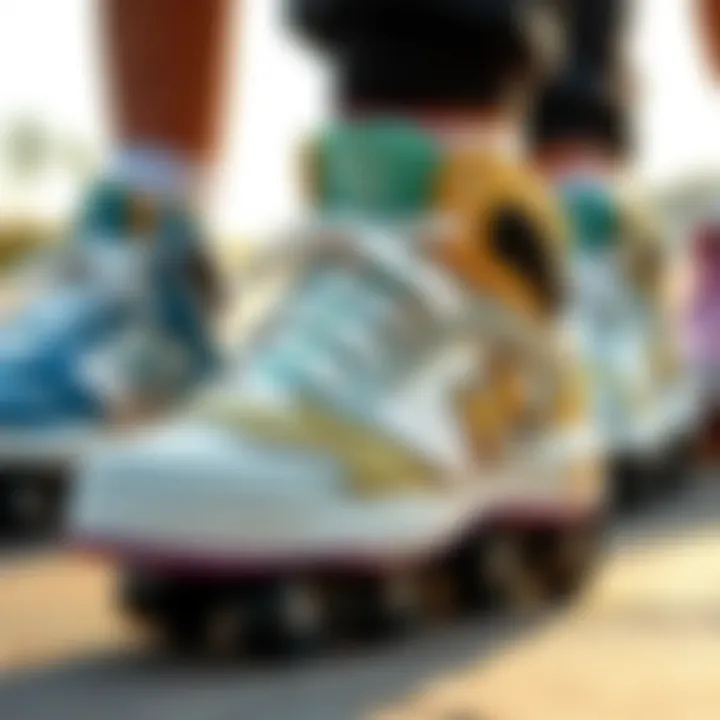 Diverse Designs of Heelys Sneakers A detailed view of various Heelys sneaker designs and colors