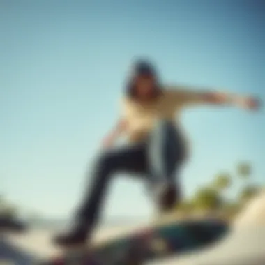 Skateboarder in Action with Holbrook Glasses Skateboarder wearing Holbrook glasses in mid-action