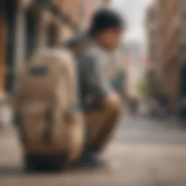 Skater using the Jansport Canvas Backpack in an urban environment