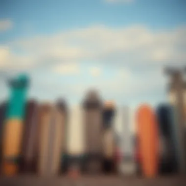 Diverse Longboard Collection Group of diverse longboards with various shapes and sizes