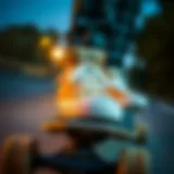 Light tan Converse shoes on a skateboard