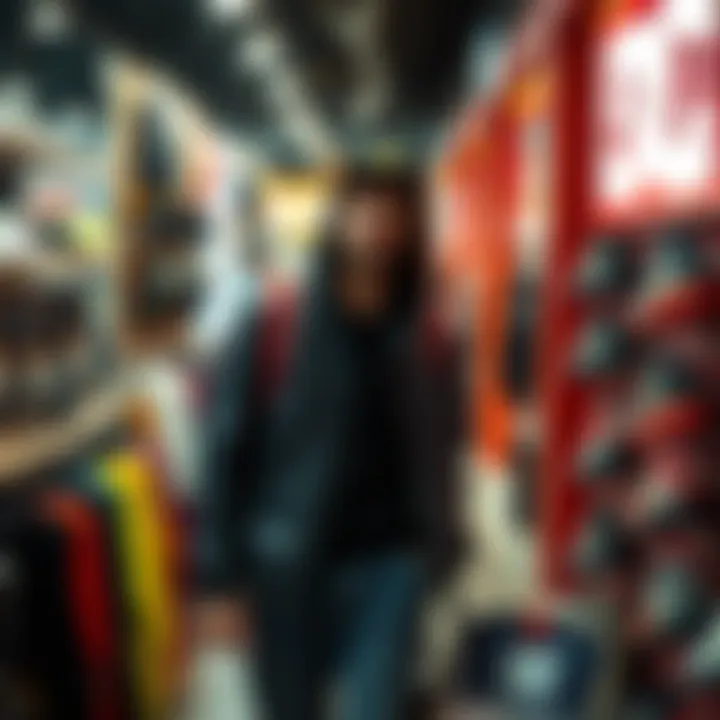 Skateboarding enthusiast shopping at a DC Shoes outlet