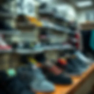 Variety of DC Shoes on display in an outlet