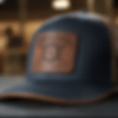 Close-up of a trucker hat highlighting its material and stitching details