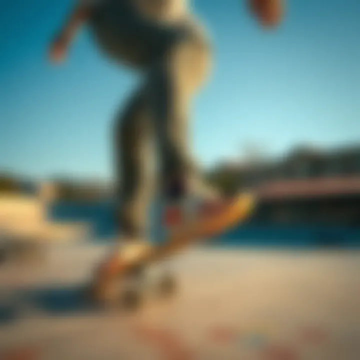 Skater in Action with Castle Rock Skater performing tricks wearing New Balance Castle Rock shoes on a skatepark.