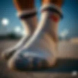 Close-up of New Balance crew socks showcasing their unique fabric texture and design