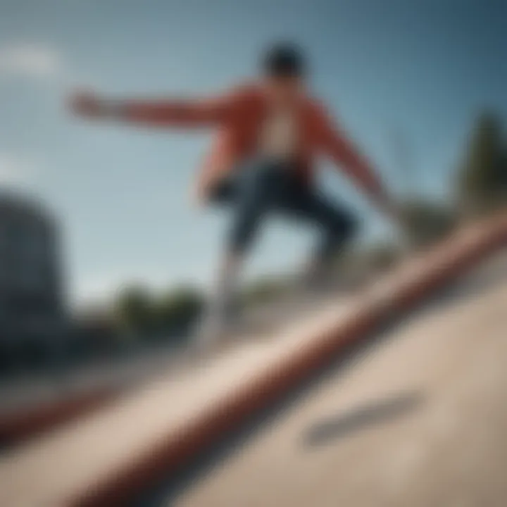 Action shot of a skater wearing the Nike SB Blazer Mid Edge on a ramp.