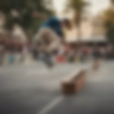 Skateboarder performing a trick while wearing Nike SB Shane Summit sneakers