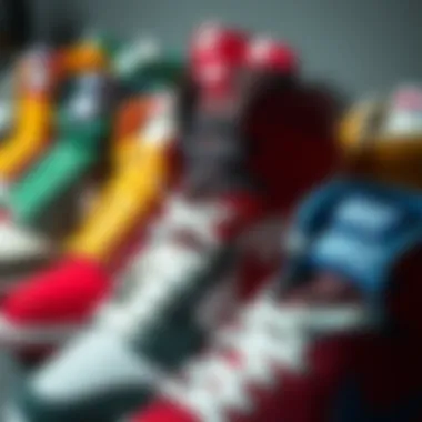 Various colorways of Nike SD Dunk High displayed together