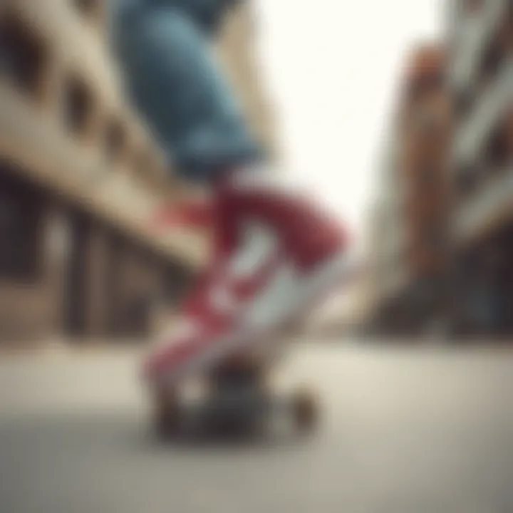 Nike SD Dunk High on a skateboard in an urban setting