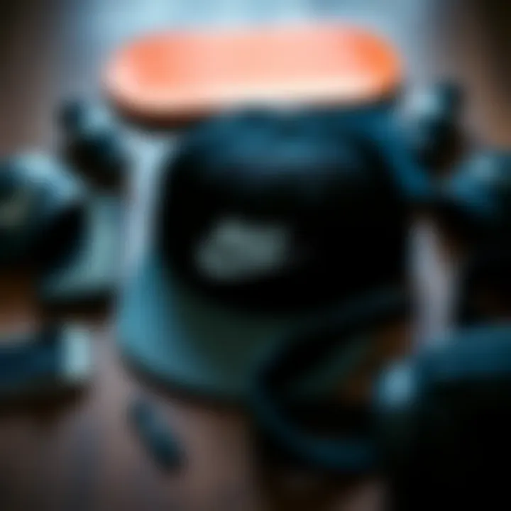 Flat Lay of Nike Skateboarding Hat Flat lay of Nike Skateboarding Hat with accessories