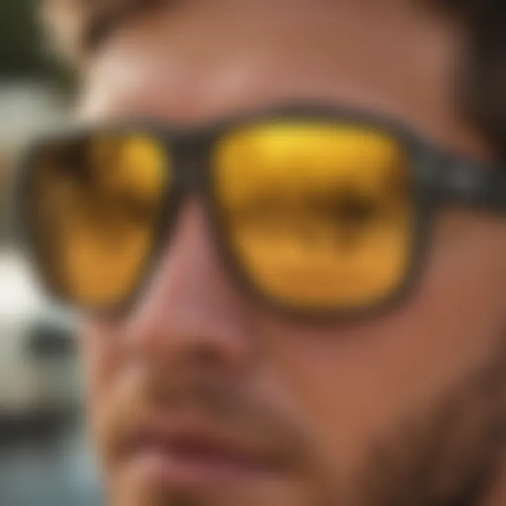 Close-up of Oakley Holbrook XL lenses showcasing polarized technology