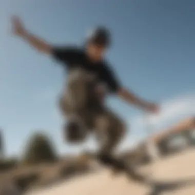 A skateboarder wearing Oakley Holbrook XL sunglasses during a trick