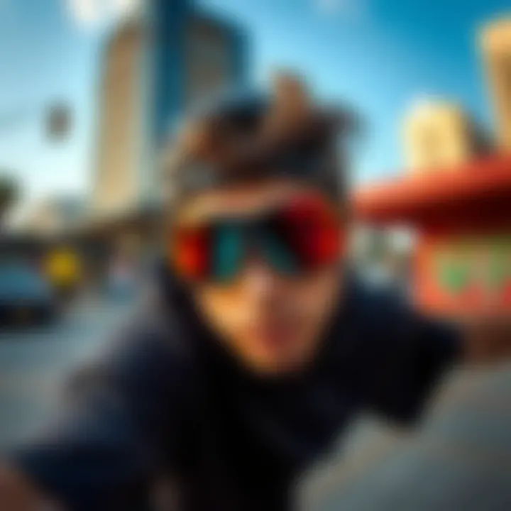 Urban Skateboarding with Oakley Prism Sunglasses Oakley sunglasses showcased in an urban skateboarding environment