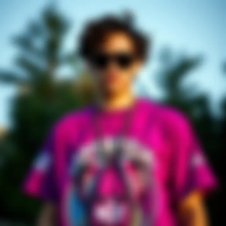 Aesthetic Appeal of the Purple Graphic Shirt Vibrant purple graphic shirt showcasing unique designs