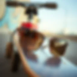 Stylish Ray-Ban 2180 Tortoise eyewear resting on a skateboard