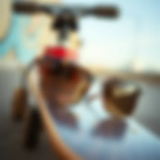 Stylish Ray-Ban 2180 Tortoise eyewear resting on a skateboard