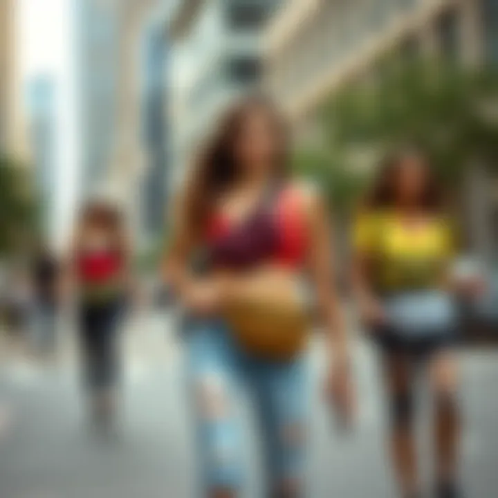 Fanny Packs in Urban Fashion Chic urban setting with individuals sporting fashionable fanny packs