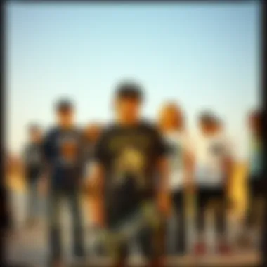 Skate Culture Expression Skateboarding enthusiasts showcasing their unique graphic tees