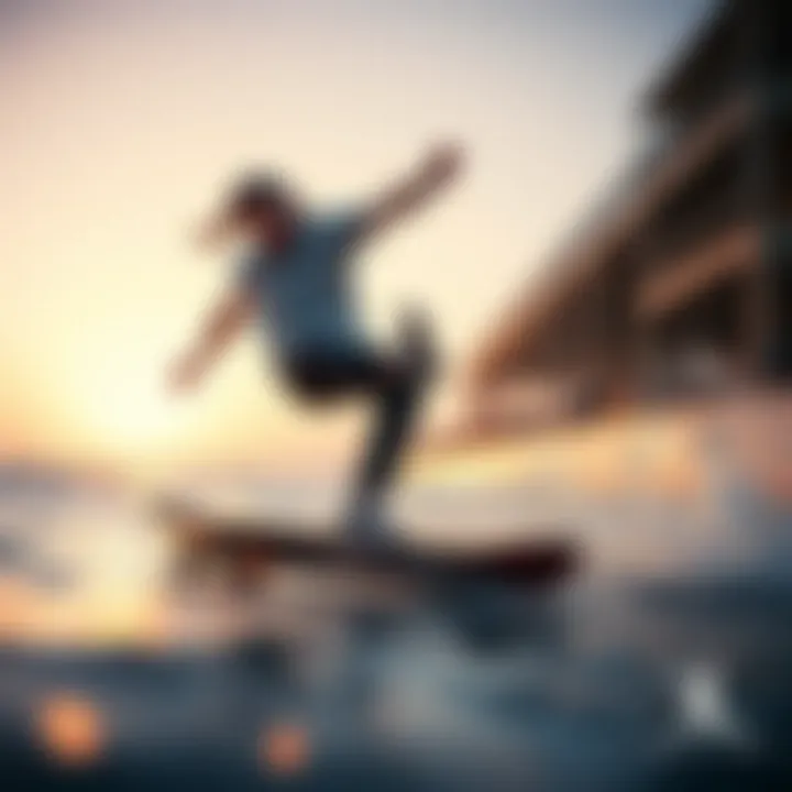 The Fusion of Two Passionate Worlds Artistic representation of skateboarding culture intertwined with marine elements