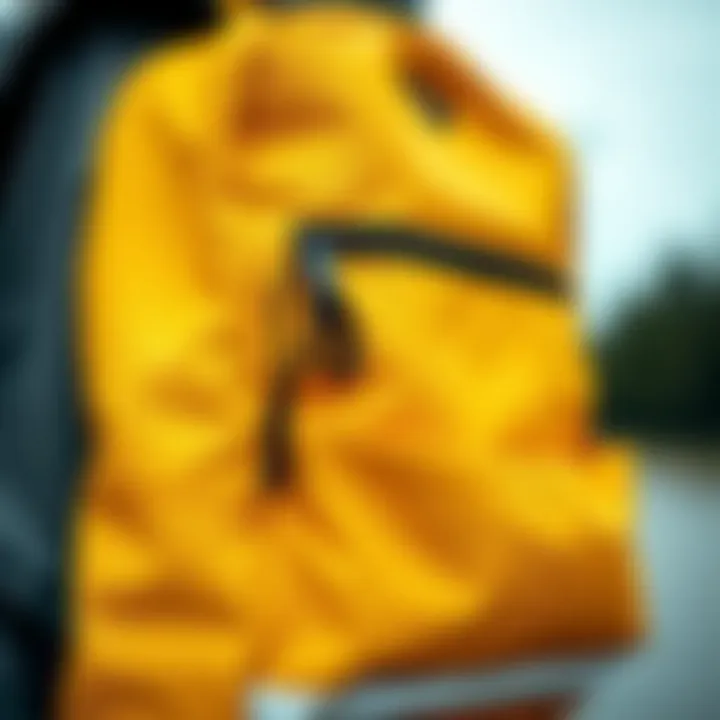 Design Details of Yellow Vans Backpack Close-up of the stylish design elements of a yellow Vans backpack