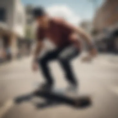 Skateboarders wearing trendy apparel in an urban environment