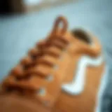 Close-up of tan suede Vans showcasing unique texture