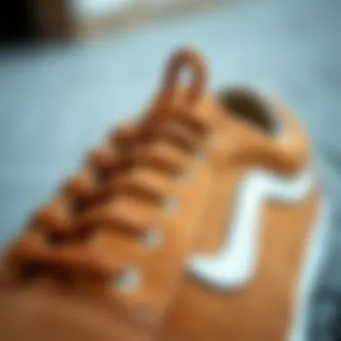 Close-up of tan suede Vans showcasing unique texture