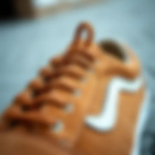Close-up of tan suede Vans showcasing unique texture