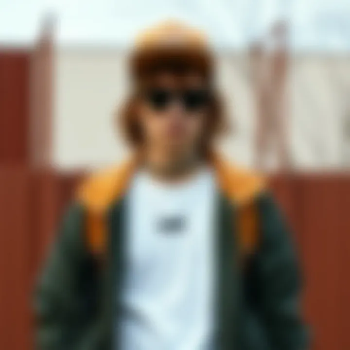 Fashionable outfit paired with tan suede Vans