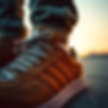 Intricate Design Features of the adidas Forum Brown Close-up of adidas Forum Brown showcasing its design details