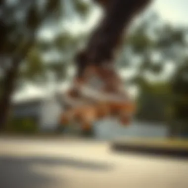 Functionality in Action: Skater with adidas Forum Brown Skater performing a trick while wearing adidas Forum Brown