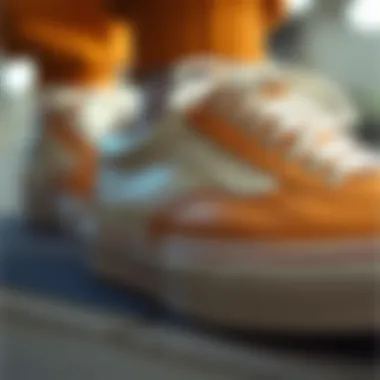 Design Features of Vans Cream Shoes Close-up of Vans cream shoes highlighting design details