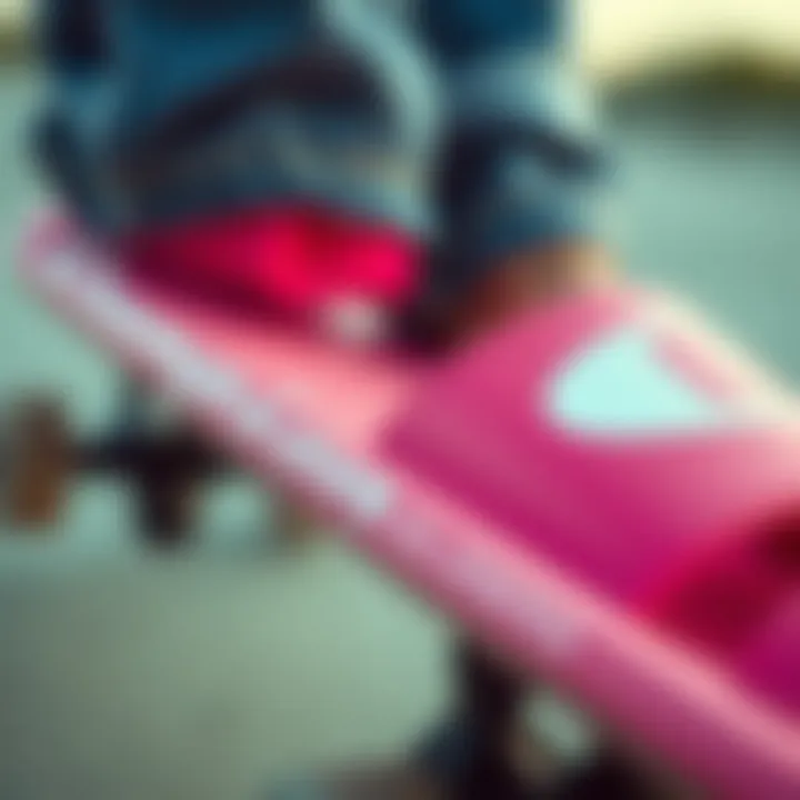 Comfort Features of Pink Champion Sliders Close-up of the comfort features of pink Champion sliders