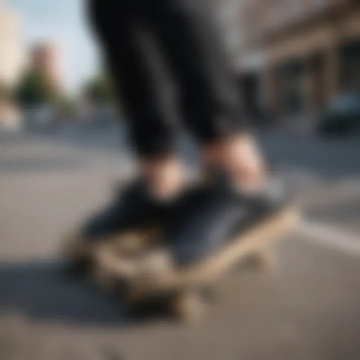 Skateboarding Culture and Adidas Superstar A skateboarder wearing black Adidas Superstar shoes