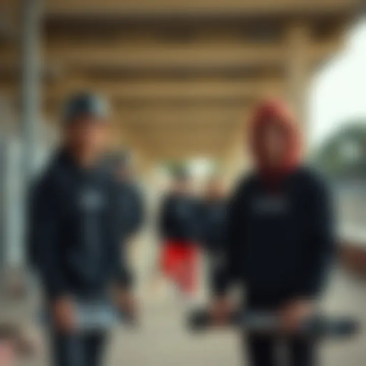 Community and Expression in Skateboarding Group of skateboarders wearing cute black sweatshirts