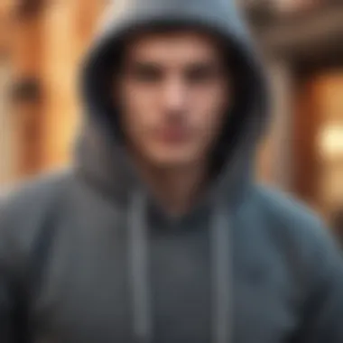 Premium Quality Hoodie Texture Close-up of a cozy hoodie made from premium materials, showcasing its texture and quality