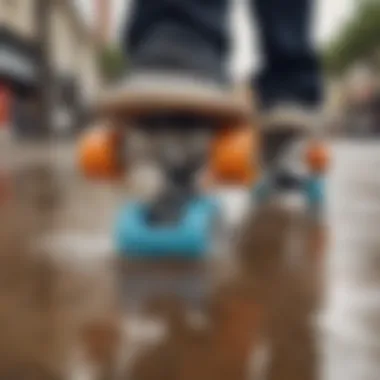 Close-up of waterproof electric skateboard features