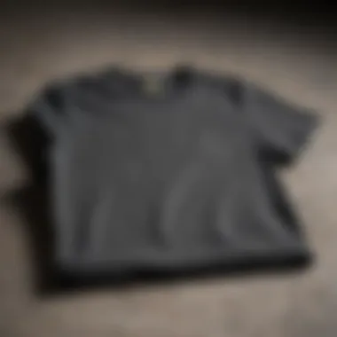 Stylish Charcoal Tee Shirt A stylish charcoal tee shirt displayed against a textured backdrop